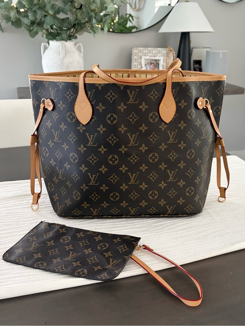 Tote - Dark Brown with Tan Trim